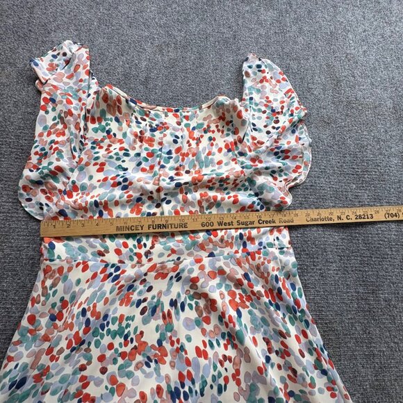 Anthropologie Maeve Dress‎ XS Watercolor Ruffled Sleeve Cold Shoulder Boho Flowy - Picture 12 of 12